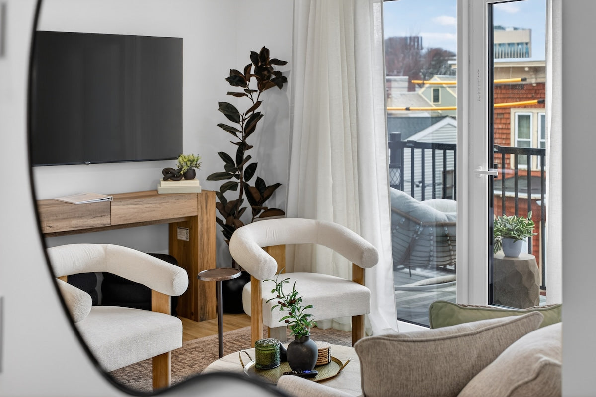 Somerville Stylish 2BR — design by Heather, setup by EHP. Photography courtesy of Executive Haven.