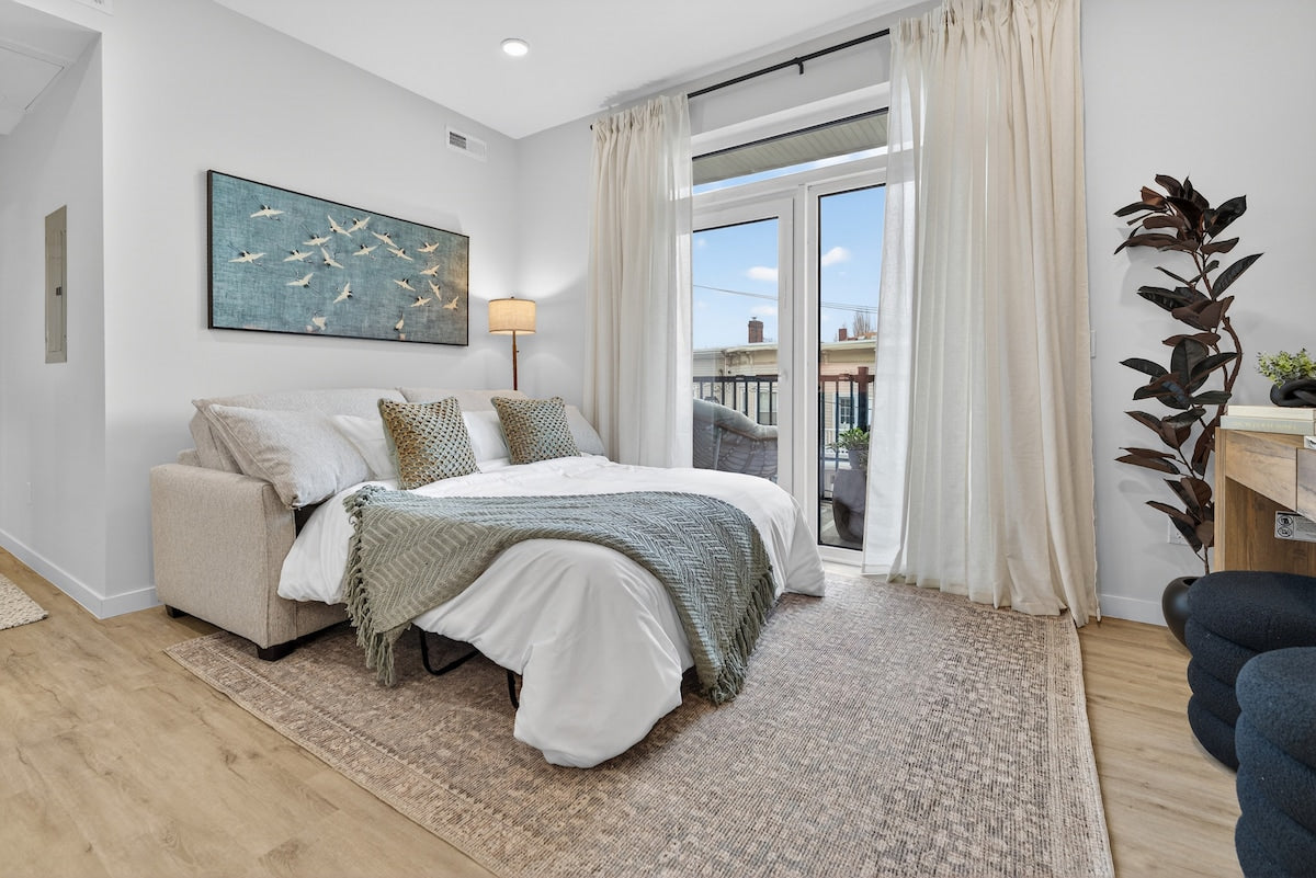Somerville Stylish 2BR — design by Heather, setup by EHP. Photography courtesy of Executive Haven.