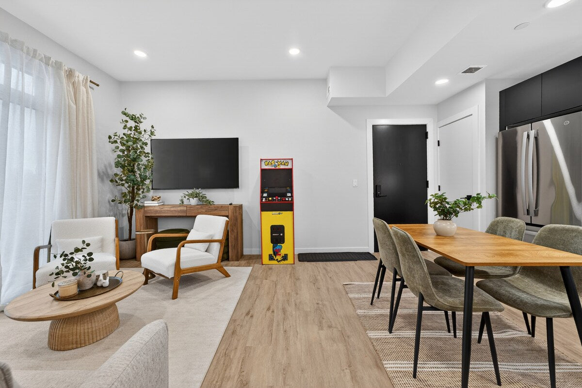Somerville duplex — open-plan living and dining