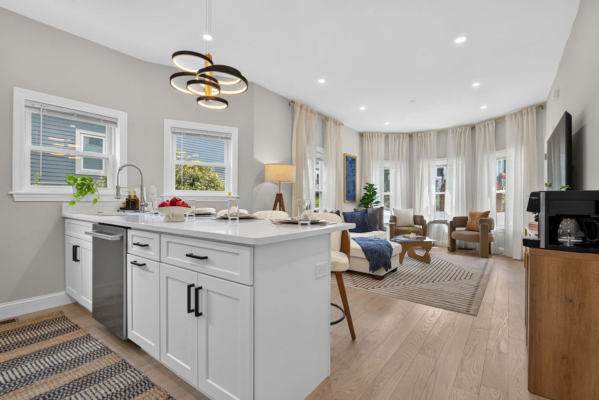 Somerville balcony 3BR — kitchen and living